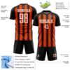Custom Black White-Orange Vertical Brush Stroke Stripes Sublimation Soccer Uniform Jersey