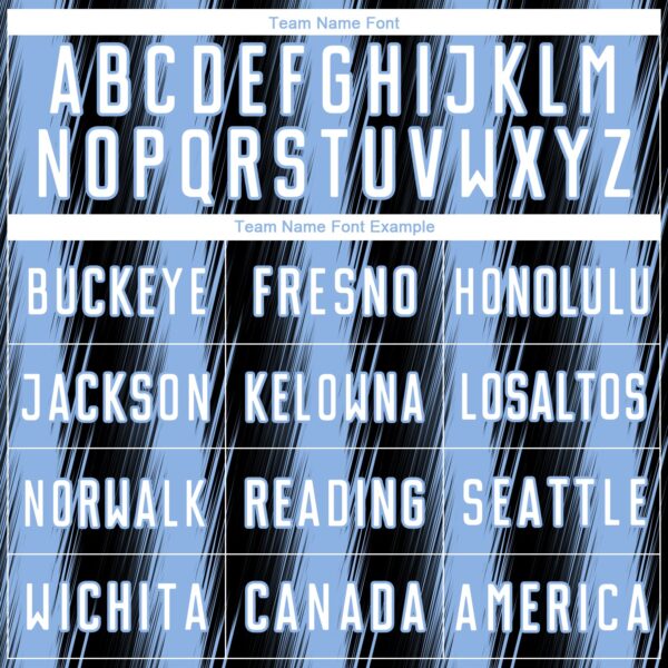 Custom Black White-Light Blue Vertical Brush Stroke Stripes Sublimation Soccer Uniform Jersey