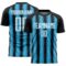 Custom Black White-Sky Blue Vertical Brush Stroke Stripes Sublimation Soccer Uniform Jersey