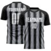 Custom Black White-Gray Vertical Brush Stroke Stripes Sublimation Soccer Uniform Jersey
