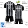 Custom Black White-Gray Vertical Brush Stroke Stripes Sublimation Soccer Uniform Jersey