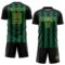 Custom Black Kelly Green-Gold Vertical Brush Stroke Stripes Sublimation Soccer Uniform Jersey