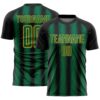 Custom Black Kelly Green-Gold Vertical Brush Stroke Stripes Sublimation Soccer Uniform Jersey