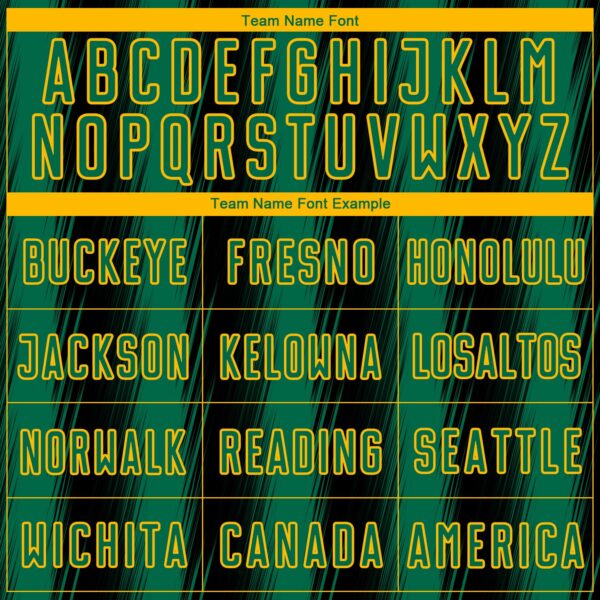 Custom Black Kelly Green-Gold Vertical Brush Stroke Stripes Sublimation Soccer Uniform Jersey