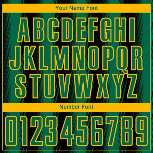 Custom Black Kelly Green-Gold Vertical Brush Stroke Stripes Sublimation Soccer Uniform Jersey