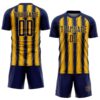 Custom Navy Gold Vertical Brush Stroke Stripes Sublimation Soccer Uniform Jersey