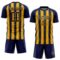Custom Navy Gold Vertical Brush Stroke Stripes Sublimation Soccer Uniform Jersey
