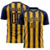 Custom Navy Gold Vertical Brush Stroke Stripes Sublimation Soccer Uniform Jersey