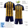 Custom Navy Gold Vertical Brush Stroke Stripes Sublimation Soccer Uniform Jersey