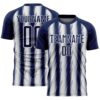 Custom Navy White Vertical Brush Stroke Stripes Sublimation Soccer Uniform Jersey