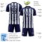 Custom Navy White Vertical Brush Stroke Stripes Sublimation Soccer Uniform Jersey