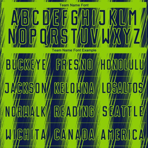 Custom Navy Neon Green Vertical Brush Stroke Stripes Sublimation Soccer Uniform Jersey