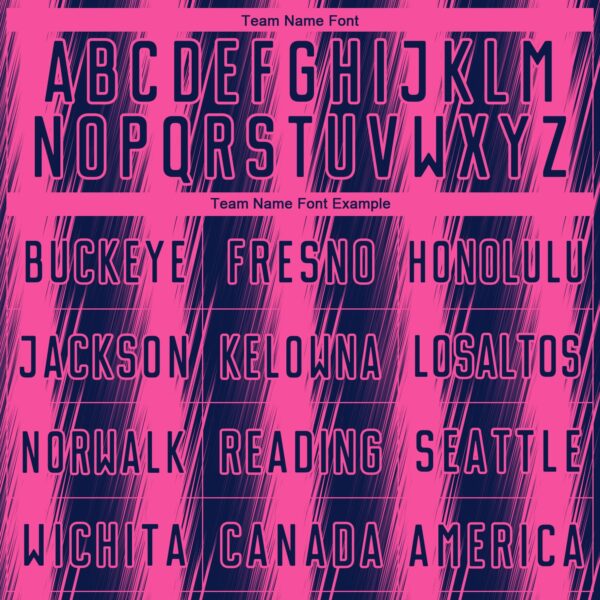 Custom Navy Pink Vertical Brush Stroke Stripes Sublimation Soccer Uniform Jersey