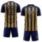 Custom Navy Old Gold Vertical Brush Stroke Stripes Sublimation Soccer Uniform Jersey