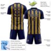 Custom Navy Old Gold Vertical Brush Stroke Stripes Sublimation Soccer Uniform Jersey