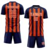 Custom Navy Orange-White Vertical Brush Stroke Stripes Sublimation Soccer Uniform Jersey