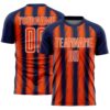 Custom Navy Orange-White Vertical Brush Stroke Stripes Sublimation Soccer Uniform Jersey
