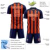 Custom Navy Orange-White Vertical Brush Stroke Stripes Sublimation Soccer Uniform Jersey