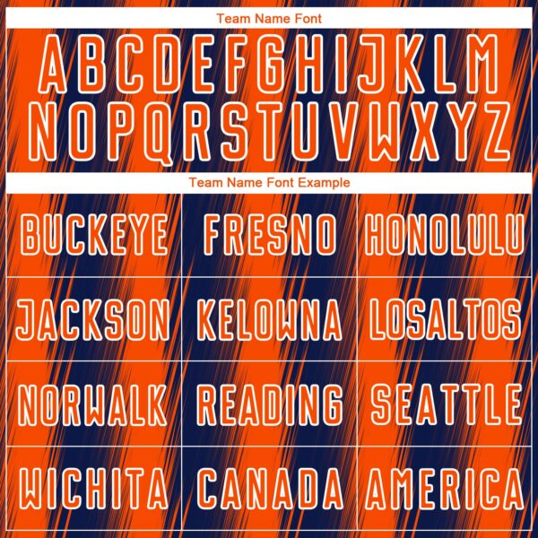 Custom Navy Orange-White Vertical Brush Stroke Stripes Sublimation Soccer Uniform Jersey