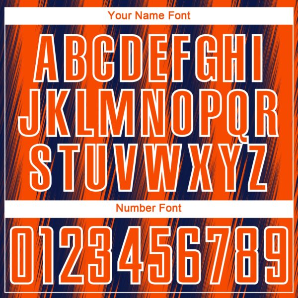 Custom Navy Orange-White Vertical Brush Stroke Stripes Sublimation Soccer Uniform Jersey