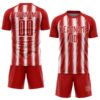 Custom Red White Vertical Brush Stroke Stripes Sublimation Soccer Uniform Jersey