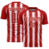 Custom Red White Vertical Brush Stroke Stripes Sublimation Soccer Uniform Jersey