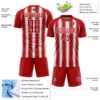 Custom Red White Vertical Brush Stroke Stripes Sublimation Soccer Uniform Jersey