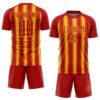 Custom Red Gold Vertical Brush Stroke Stripes Sublimation Soccer Uniform Jersey