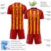 Custom Red Gold Vertical Brush Stroke Stripes Sublimation Soccer Uniform Jersey