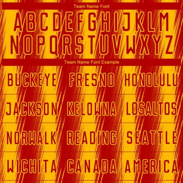 Custom Red Gold Vertical Brush Stroke Stripes Sublimation Soccer Uniform Jersey