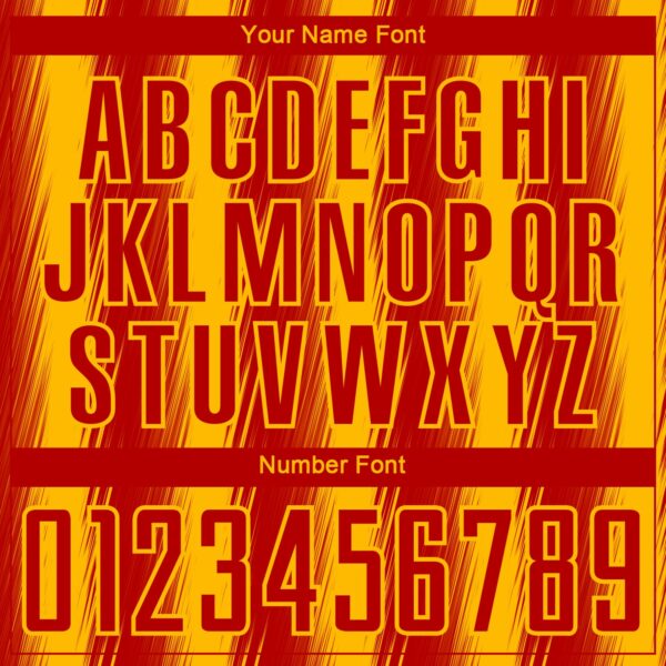 Custom Red Gold Vertical Brush Stroke Stripes Sublimation Soccer Uniform Jersey