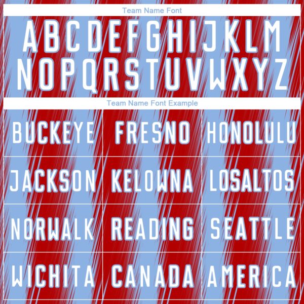 Custom Red White-Light Blue Vertical Brush Stroke Stripes Sublimation Soccer Uniform Jersey