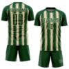Custom Green Cream Vertical Brush Stroke Stripes Sublimation Soccer Uniform Jersey