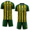 Custom Green Gold Vertical Brush Stroke Stripes Sublimation Soccer Uniform Jersey