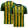 Custom Green Gold Vertical Brush Stroke Stripes Sublimation Soccer Uniform Jersey