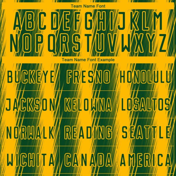 Custom Green Gold Vertical Brush Stroke Stripes Sublimation Soccer Uniform Jersey