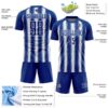 Custom Royal White Vertical Brush Stroke Stripes Sublimation Soccer Uniform Jersey