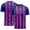 Custom Royal Pink Vertical Brush Stroke Stripes Sublimation Soccer Uniform Jersey