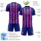 Custom Royal Pink Vertical Brush Stroke Stripes Sublimation Soccer Uniform Jersey
