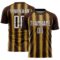 Custom Brown White-Old Gold Vertical Brush Stroke Stripes Sublimation Soccer Uniform Jersey
