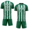 Custom Kelly Green White Vertical Brush Stroke Stripes Sublimation Soccer Uniform Jersey