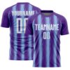 Custom Purple White-Light Blue Vertical Brush Stroke Stripes Sublimation Soccer Uniform Jersey