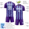 Custom Purple White-Light Blue Vertical Brush Stroke Stripes Sublimation Soccer Uniform Jersey