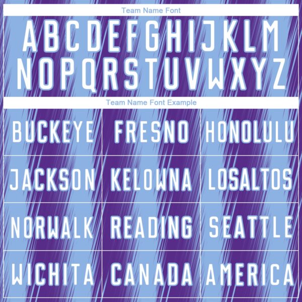 Custom Purple White-Light Blue Vertical Brush Stroke Stripes Sublimation Soccer Uniform Jersey