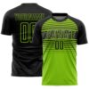 Custom Black Neon Green-Steel Gray Gradient Horizontal Stripes Sublimation Soccer Uniform Jersey
