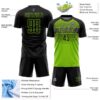 Custom Black Neon Green-Steel Gray Gradient Horizontal Stripes Sublimation Soccer Uniform Jersey