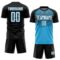 Custom Black White Sky Blue-Steel Gray Gradient Horizontal Stripes Sublimation Soccer Uniform Jersey