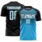 Custom Black White Sky Blue-Steel Gray Gradient Horizontal Stripes Sublimation Soccer Uniform Jersey