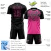 Custom Black Pink-Steel Gray Gradient Horizontal Stripes Sublimation Soccer Uniform Jersey