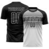 Custom Black White-Steel Gray Gradient Horizontal Stripes Sublimation Soccer Uniform Jersey